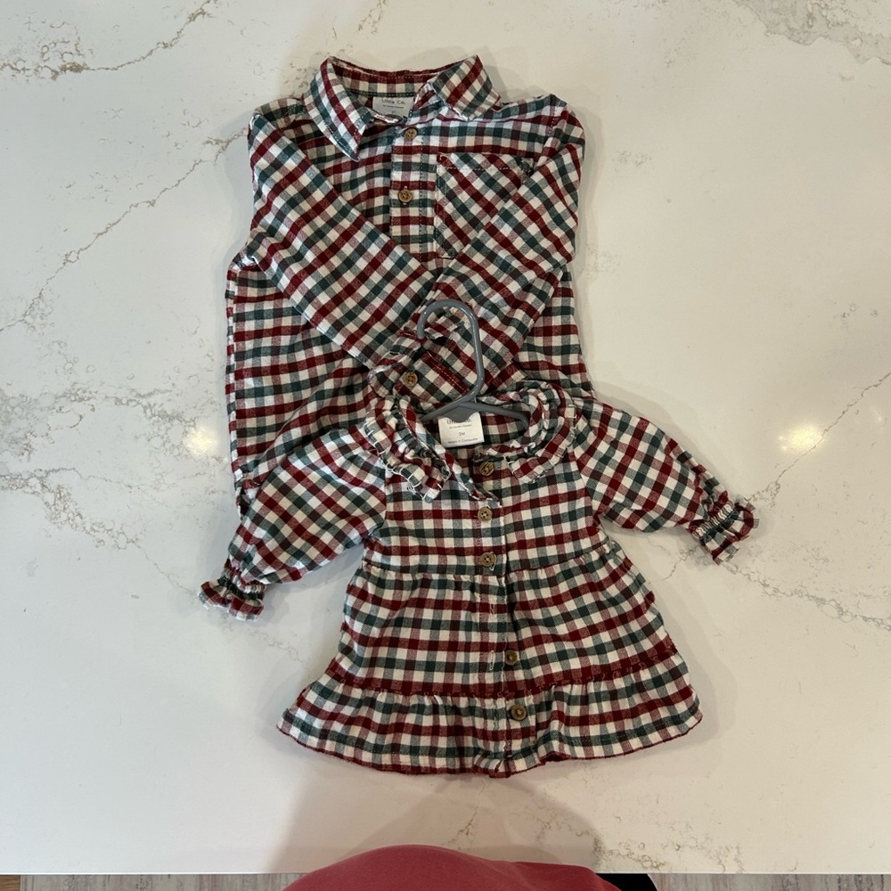 Little Me Red and Green Plaid Kids brother- Sister matching!!!